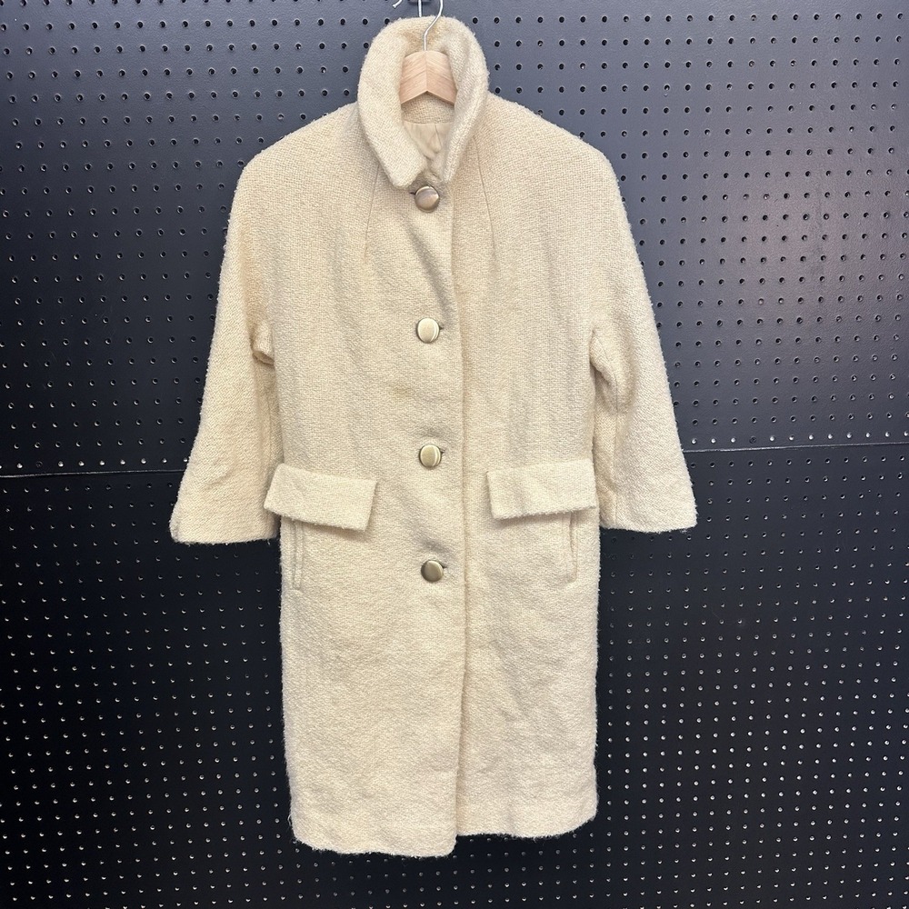 Women's Vintage Charlotte‎ Coat's Peacoat  3/4 Sleeve Cream XS Union Label